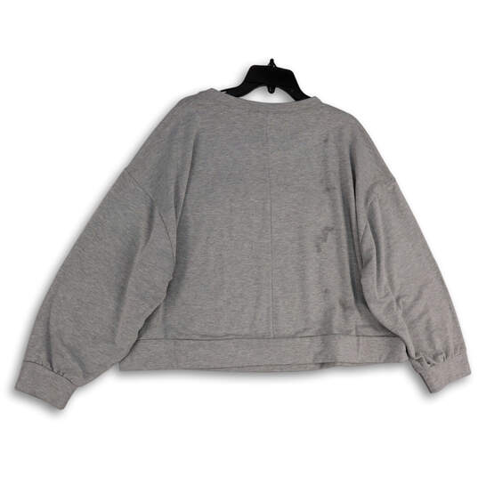 Womens Gray Heather Long Sleeve Cropped Pullover Sweatshirt Size 18/20 image number 2