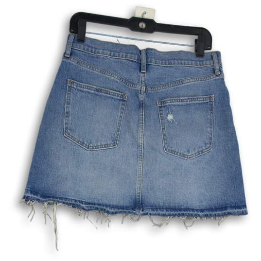 NWT Womens Blue Denim Medium Wash 5-Pocket Design Distressed Mini Skirt Sz 6/28 image number 2