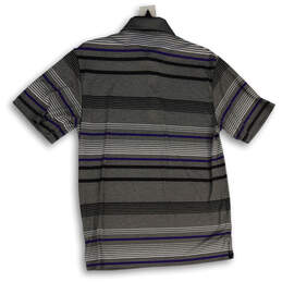 Mens Gray Striped Spread Collar Short Sleeve Polo Shirt Size Small alternative image