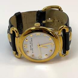 Designer Marc Jacobs 251405 Gold-Tone Black Leather Band Round Quartz Wristwatch alternative image