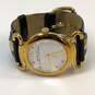 Designer Marc Jacobs 251405 Gold-Tone Black Leather Band Round Quartz Wristwatch image number 2