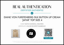 Diane Von Furstenberg Women's Cream Silk Button Up Top Size 4 - AUTHENTICATED alternative image