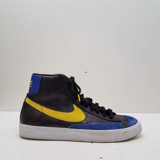 Nike Blazer Mid Peace, Love, Basketball Black, Blue, Yellow Sneakers DC1414-001 Size 9.5 image number 1