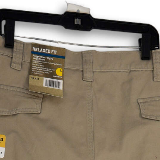 NWT Mens Tan Flat Front Relaxed Fit Stretch Cargo Shorts Size 46x11 image number 4
