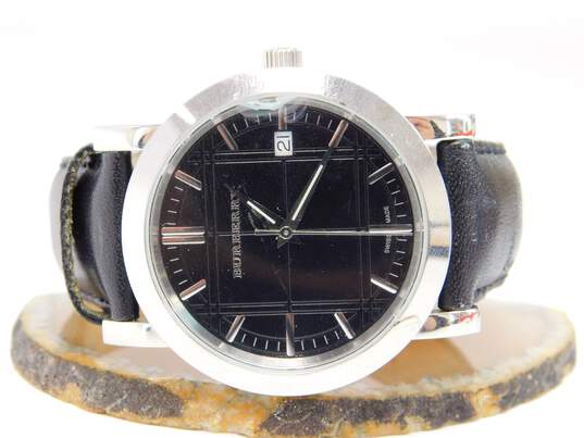 Buy the Burberry BU1354 Swiss Made Silver Tone Leather Band Men's Dress  Watch | GoodwillFinds