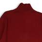 Mens Red Knitted Mock Neck 1/4 Sleeve Pullover Sweater Size Large image number 4