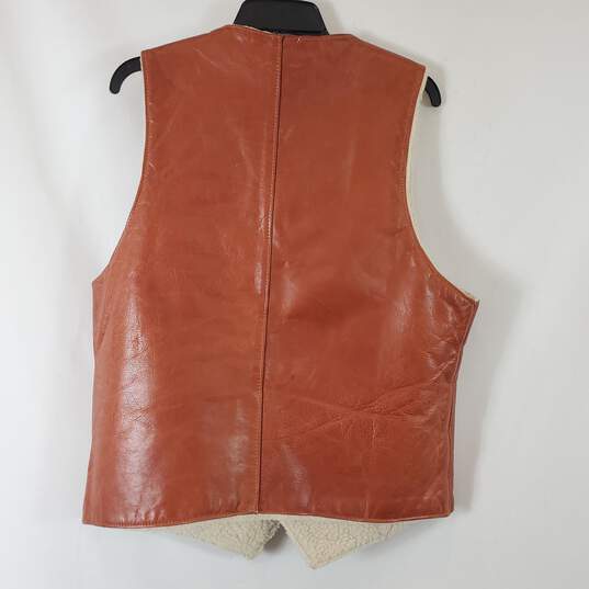 L.L Bean Men's Brown Leather Vest SZ M/L image number 9