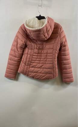 NWT Chico's Womens Peach Faux Fur Hooded Full-Zip Short Puffer Jacket Size Small alternative image