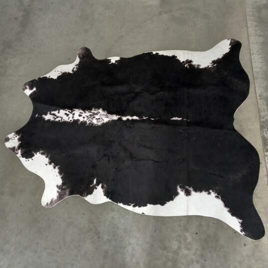 62"x55" Faux Cow Fur Area Rug image number 1