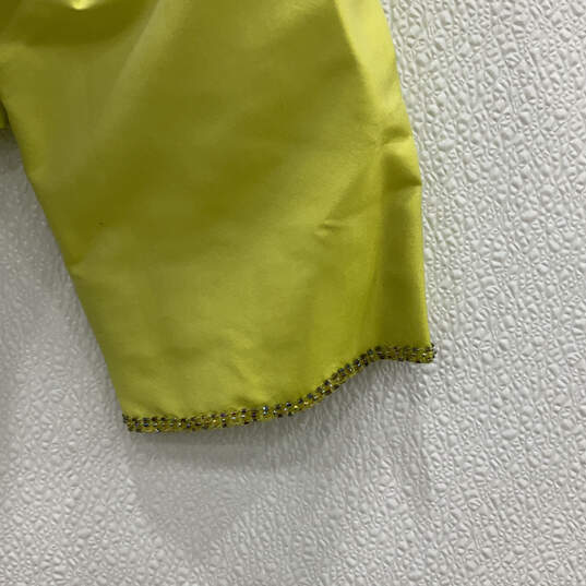 Womens Yellow Beaded Three-Piece Crop Top Blazer & Skirt Suit Set Size 12 image number 6