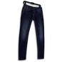 Womens Blue Denim Dark Wash Embroidered Pockets Stretch Skinny Jeans Sz 27 image number 1