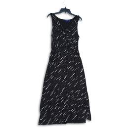 APT. 9 Womens Black White Abstract Surplice Neck Sleeveless Long Maxi Dress Sz M