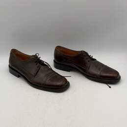 Salvatore Ferragamo Mens Brown Square Toe Loafer Derby Dress Shoes Size 12
