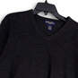 Womens Gray Knitted Long Sleeve V-Neck Stretch Pullover Sweater Size Large image number 3