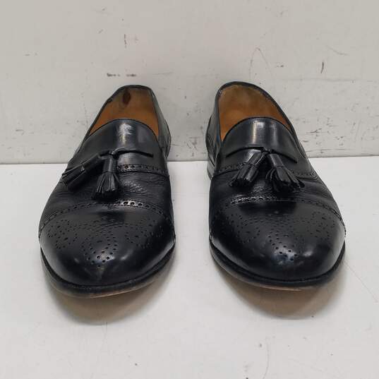 Mezlan Havana Black Leather Tassel Loafers Men's Size 10 image number 5