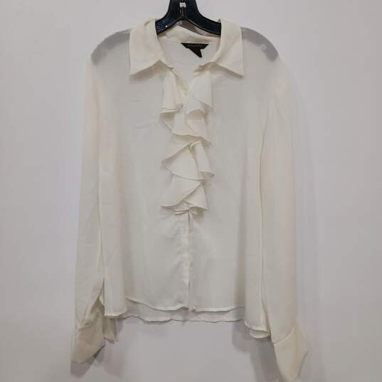 Sunny Taylor White Sheer Ruffle Blouse Women's Size XL image number 1
