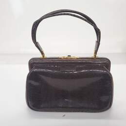I. Magnin & Co Made in Italy Brown Croc Embossed Leather Handbag Purse