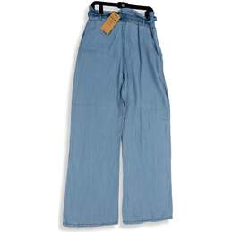 NWT Thread & Supply Womens Blue Flat Front Slash Pocket Paperbag Pants Size L alternative image