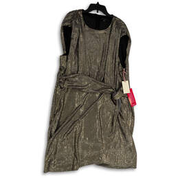 NWT Womens Gray Sleeveless Round Neck Back Zip Sequin Wrap Dress Size 24W