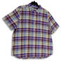 Mens Multicolor Plaid Short Sleeve Point Collar Button-Up Shirt Size XXL image number 1