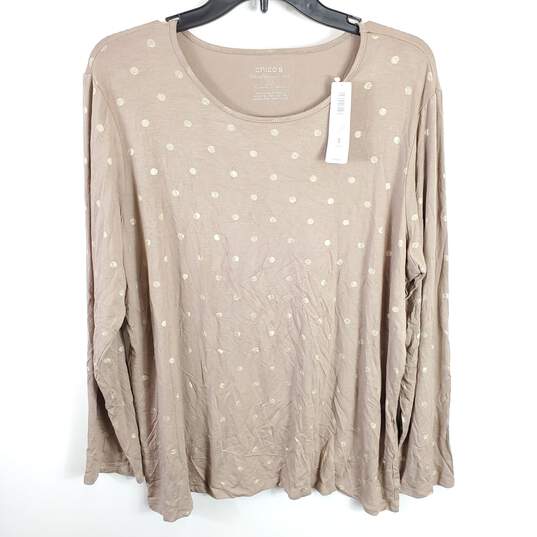 Chico's Women Brown Foiled Dot Knit Top Sz 3 NWT image number 1