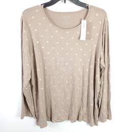 Chico's Women Brown Foiled Dot Knit Top Sz 3 NWT