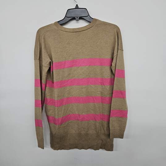 GAP Brown Pink Striped V Neck Sweater image number 2