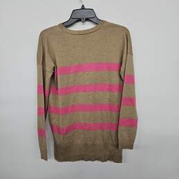 GAP Brown Pink Striped V Neck Sweater alternative image
