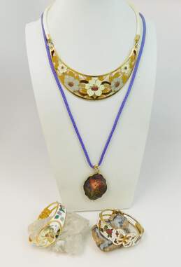 Vintage Asian Inspired Cloisonné Enamel Floral Jewelry 145.9g