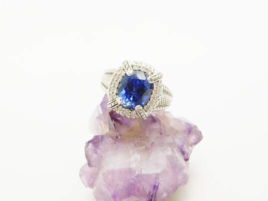 Judith Ripka Sterling Silver Faceted Sapphire Cubic Zirconia Ring 10.8g image number 2