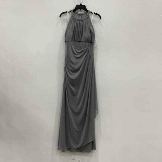 NWT Womens Gray Halter Neck Back Zip Sleeveless Long Maxi Dress Size 10 image number 1