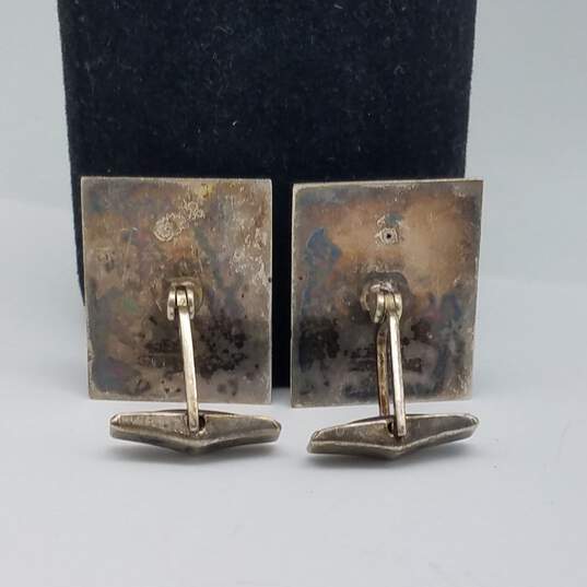 Vintage Sterling Silver Niello Siam Dancers Men's Rectangle Cuff Links 15.5g image number 3