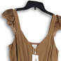 NWT Womens Brown Lace Cap Sleeve Pleated V-Neck One-Piece Romper Size XS image number 3