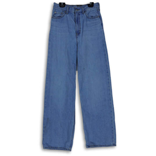 Mens Blue Denim Medium Wash Pockets Regular Fit Wide Leg Jeans Size 26 image number 1