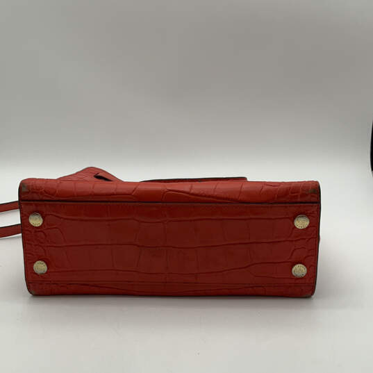 Womens Orange Croc Embossed Adjustable Strap Inner Pockets Satchel Bag image number 4