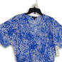 NWT Womens Blue White Short Sleeve V-Neck Shift Dress Size Medium image number 3
