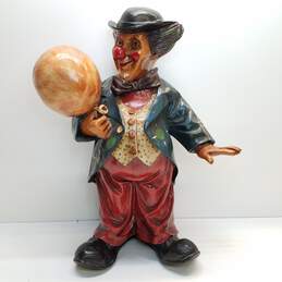 Hand Painted Clown Statue Holding Balloon