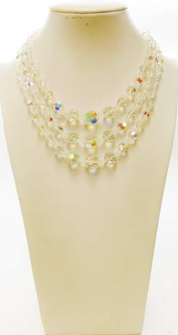 VTG Laguna Silvertone Aurora Borealis Crystals Bead Necklaces & Cluster Earrings alternative image