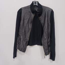 Jaclyn Smith Women's Black Leather Sweater Jacket Size M