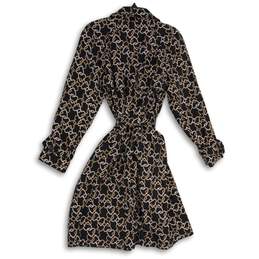 NWT Ann Taylor Womens Black Printed Long Sleeve Spread Collar Trench Coat Sz SP alternative image