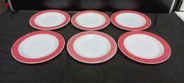 Vintage Bundle of 6 Pyrex White and Red Glass Plates