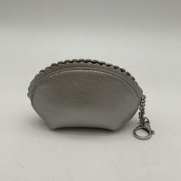 Womens Silver Clamshell Leather Chain Key Charm Zipper Coin Pouch Wallet alternative image