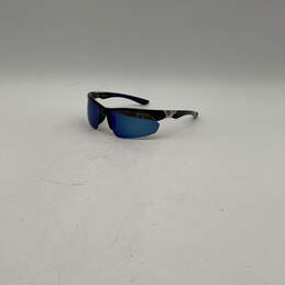 Mens Blue Polarized Sports Half Frame Cycling Wrap Sunglasses