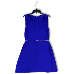 NWT Womens Blue Round Neck Sleeveless Waist Zip A-line Dress Size 3 alternative image