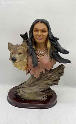 Native American Woman And Wolf Home Decorative Collectible Sculpture alternative image