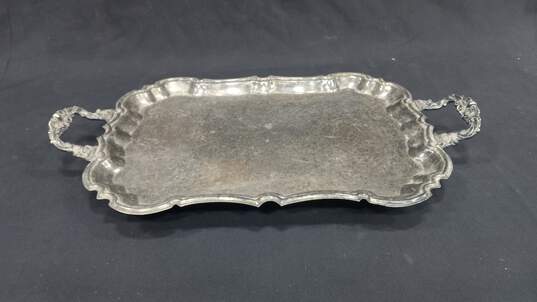 Silver Plated Footed Serving Platter w/ Handles image number 1