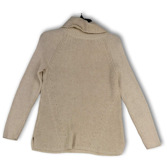 Womens Beige Knitted Long Sleeve Turtleneck Pullover Sweater Size Small image number 1