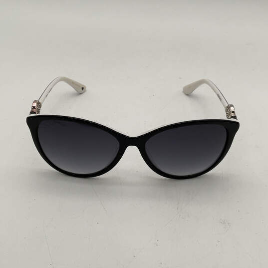 Womens Ferrara Black White Full-Rim Classic Cat-Eye Sunglasses With Case image number 2