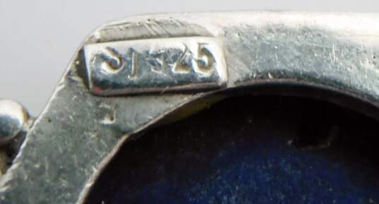 SJ Sajen 925 Faux Turquoise & Lapis Lazuli Geometric Granulated Pendant Snake Chain Necklace 14.3g image number 5