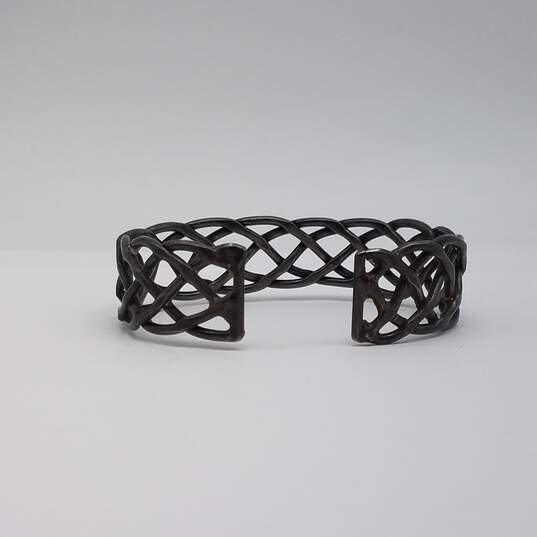 Sterling Silver Open Work Basket Weave Cuff Bracelet 28.1g image number 3